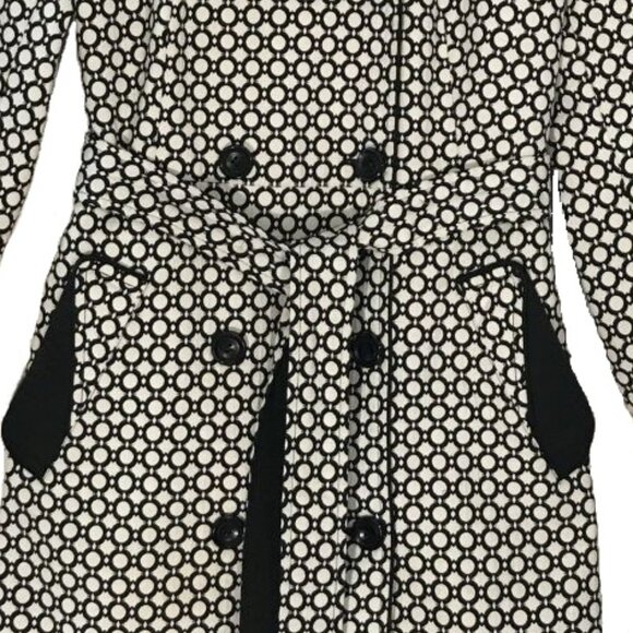 London Fog 3/4 Length Trench Coat Black/White - Belted - Size M - Picture 3 of 9